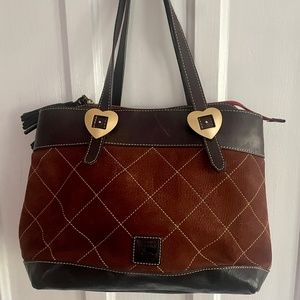 Dooney & Bourke Brown Quilted Nubuck Leather Satchel Shopper